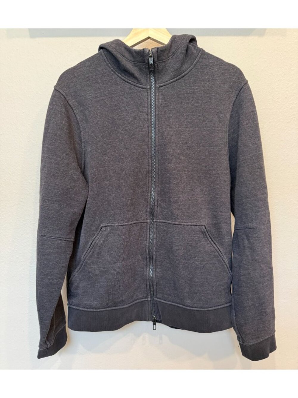 Lululemon Mens Ritual Hoodie Jacket Full Zip Heathered Black Medium Performance
